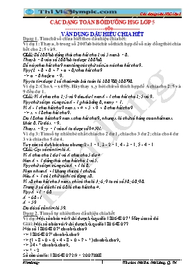 Các dạng Toán bồi dưỡng học sinh giỏi Khối 5